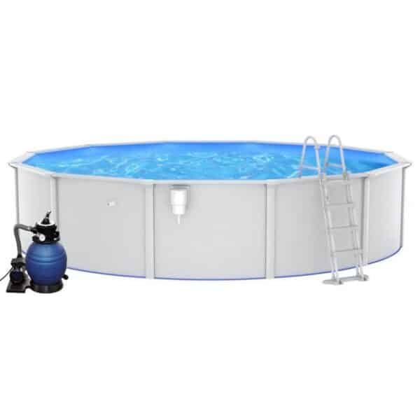 furnicato Pool mit Sandfilterpumpe und Leiter 550x120 cm