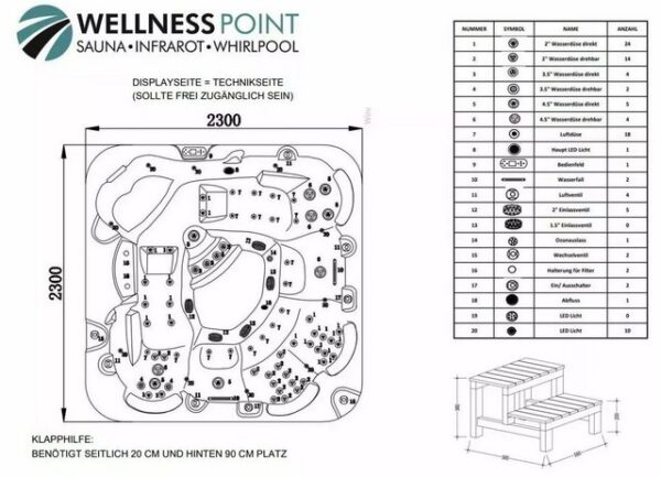 PureHaven Whirlpool American Outdoor-Whirlpool 230x230 cm für 6 Personen