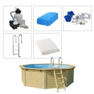 Trendpool Rundpool Holzpool Set 400x124cm Rund Poolfolie Blau Skimmer Filteranlage Karibu