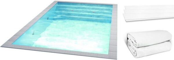 Poolomio Pool Styroporpool Set Basic - 600 x 300 x 150 cm - mit Innenfolie und Zubeh (Styropor Pool Bausatz)