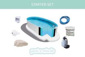 Poolomio Pool STARTER SET Stahlwandpool Oval Ibiza 416 x 800 x 150 cm (Set)