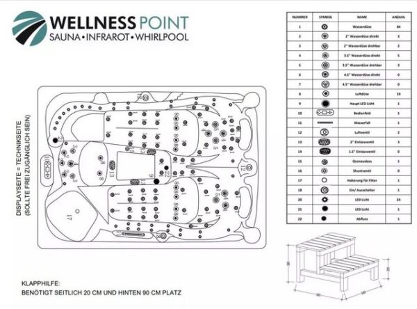 PureHaven Whirlpool American Outdoor-Whirlpool 220x156 cm für 3 Personen