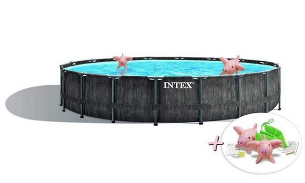 Intex Pool INTEX 26744GN - Greywood Prism Frame Pool 549x122cm + Schwimmtiere