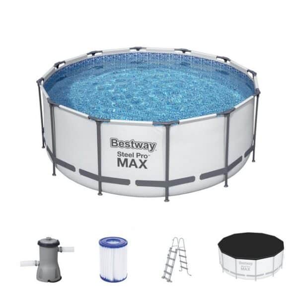 BESTWAY Framepool Bestway Frame Pool Steel Pro Max Komplett-Set (Bestway Pool Set 56420 366x122cm Frame Pool Set)