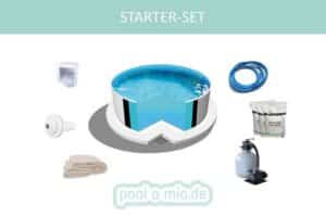 Poolomio Pool STARTER SET Stahlwandpool Rund Ibiza Ø 460 x 120 cm Blau (Set)