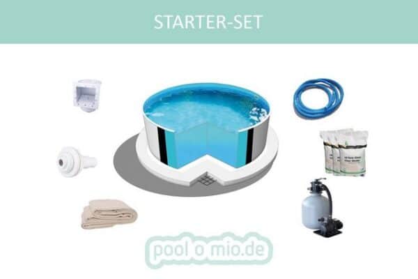 Poolomio Pool STARTER SET Stahlwandpool Rund Ibiza Ø 460 x 120 cm Blau (Set)