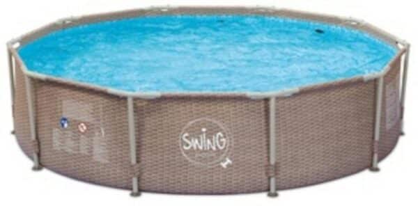 Poolomio Framepool METAL FRAME SWING Pools im Korbflecht-Design 305 x 76 cm (Packung)