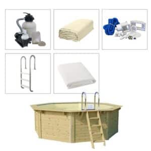 Trendpool Rundpool Holzpool Set 470x124cm Rund Poolfolie Sand Skimmer Filteranlage Karibu