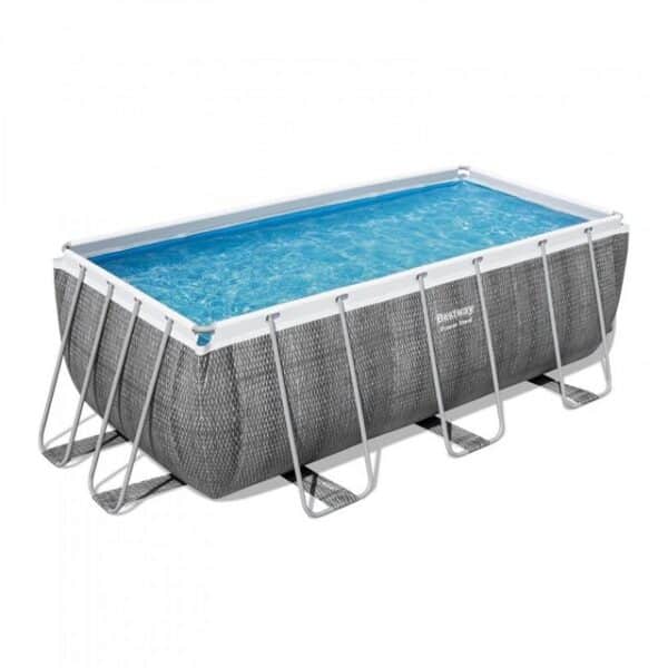 BESTWAY Pool Bestway Power Steel Frame Pool-Set eckig 412 x 201 x 122 cm