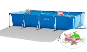 Intex Pool 28273NP - Frame Pool Set rechteckig (450x220x84cm) + Schwimmtiere