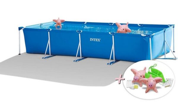 Intex Pool 28273NP - Frame Pool Set rechteckig (450x220x84cm) + Schwimmtiere