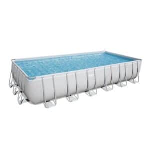 BESTWAY Pool Bestway Power Steel Frame Pool Komplett-Set eckig 732 x 366 x 132 cm