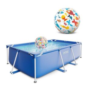 Intex Pool Rectangular Frame Pool - Aufstellpool - 260 x 160 x 65 cm mit Strandball