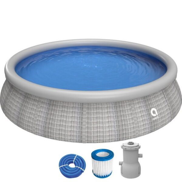 Avenli Quick-Up Pool Prompt Set Pool 396 x 84 cm Rattan Optik (Aufstellpool Komplettset)