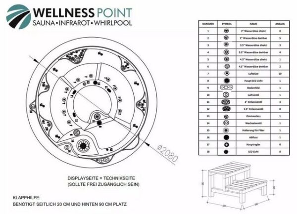 PureHaven Whirlpool American Outdoor-Whirlpool 208x208 cm für 4 Personen