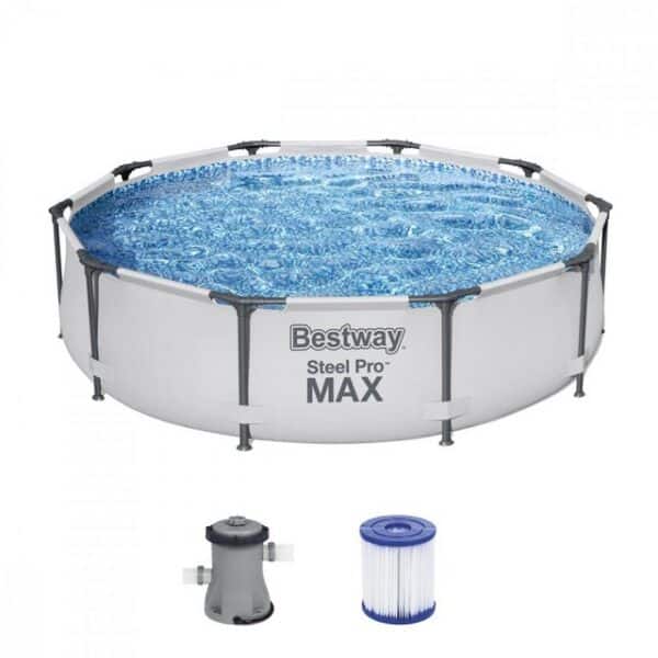 BESTWAY Pool Bestway 56408 Frame Pool Steel Pro Set mit Filterpumpe 305 x 76 cm